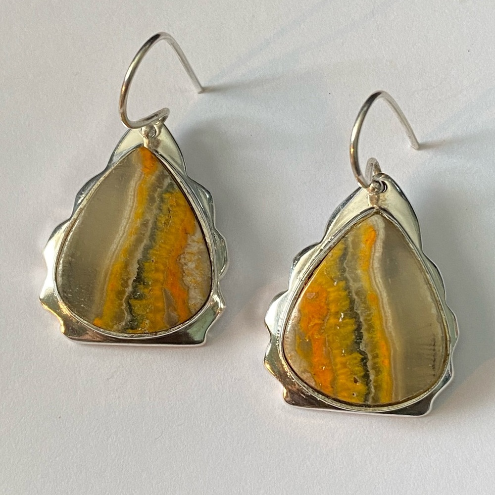 Bumble Bee Jasper Gemstone 925 Sterling Silver Earrings